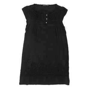 ZARA 100% Silk Embroidered Minimal Cottagecore Babydoll Mini Dress Small Black